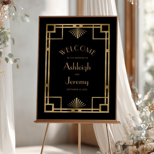 Vintage 1920s Deco Gold Frame Black Wedding Poster (Creator Uploaded)