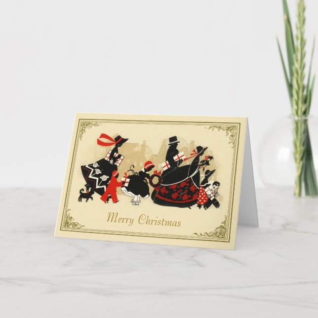 Vintage 1920s Design Christmas Holiday Card (Front)