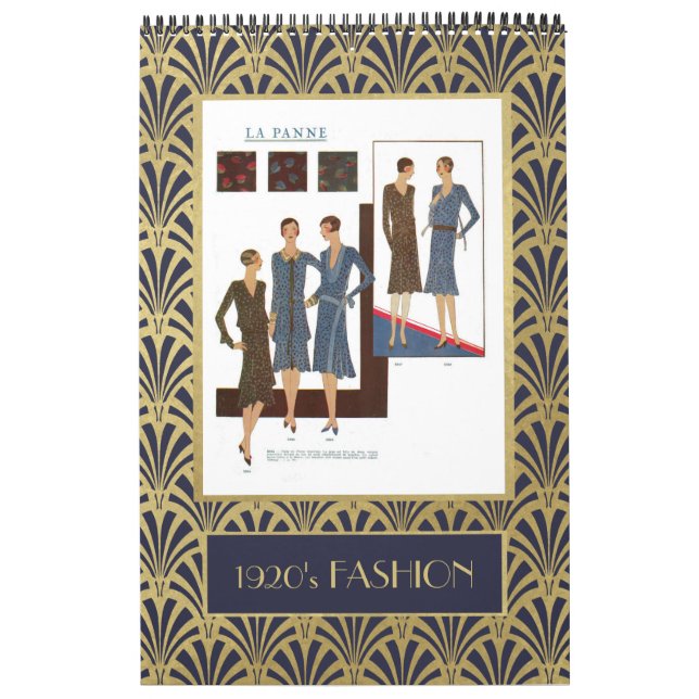 Vintage 1920s Fashion | Faux Gold Art Deco Calendar (Cover)