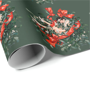 Vintage 1920s Flapper Beneath the Mistletoe Wrapping Paper