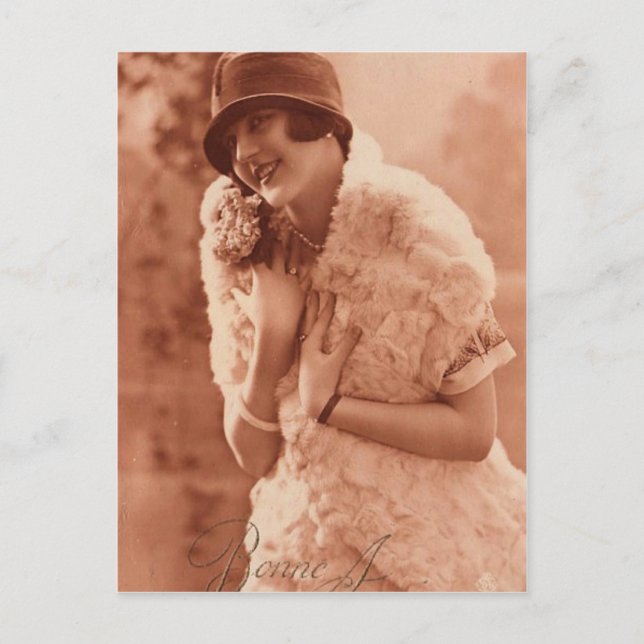 Vintage 1920s Flapper Girl Postcard (Front)