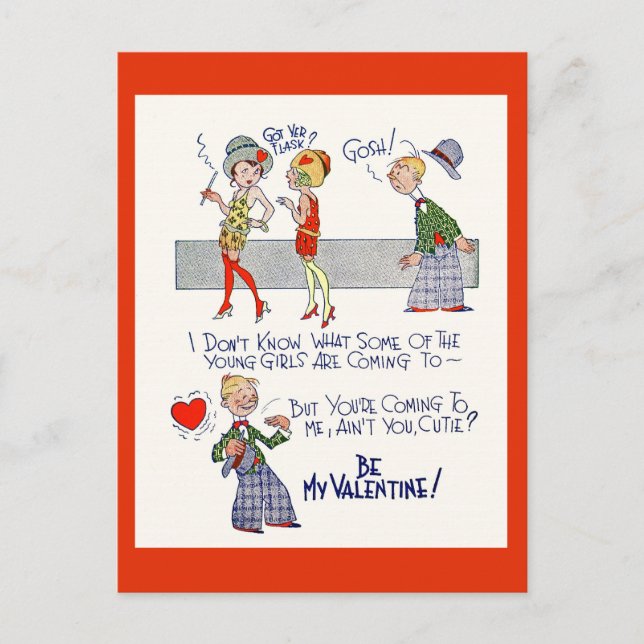 Vintage 1920s Flapper Valentine Postcard (Front)
