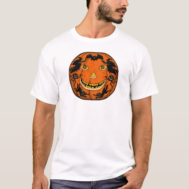Vintage 1920s Halloween Jack O'Lantern T-Shirt (Front)