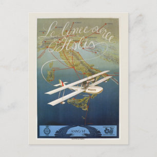 Vintage 1920s island plane shuttle Italian travel Postcard