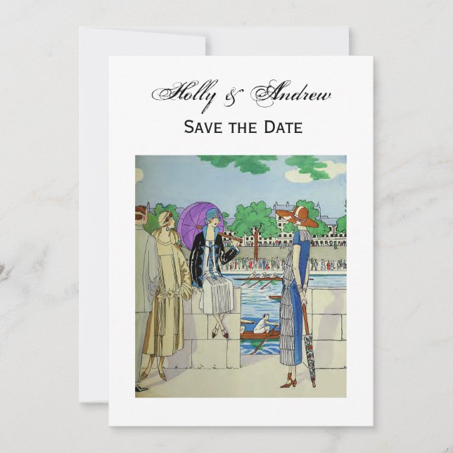 Vintage 1920s Ladies at Crew Race Regatta Invitation (Front)