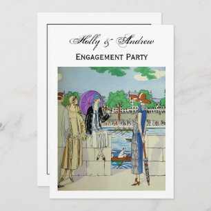 Vintage 1920s Ladies at Crew Race Regatta Invitation