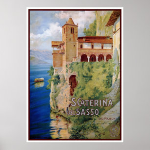 Vintage 1920s Lake Maggiore convent Italian travel Poster
