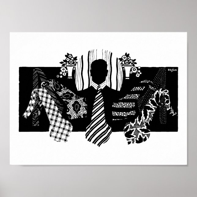 Vintage 1920s Men's Ties Ad Poster (Front)