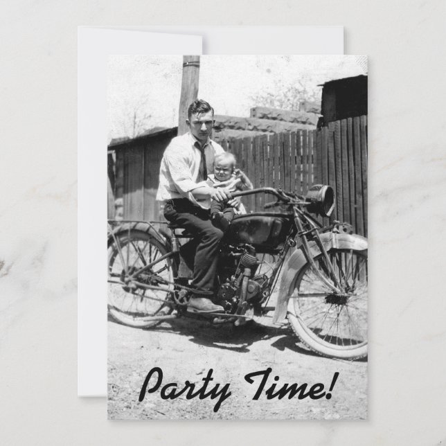 Vintage 1920s Motorcycle Birthday Invitation (Front)