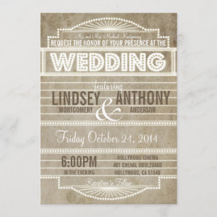 Vintage 1920's Movie Marquee Wedding Invitation