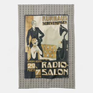 Vintage 1920s Netherlands Radio Salon  Tea Towel