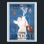 Vintage 1920s Sirmione Italian travel ad Poster<br><div class="desc">Contact us for help with (re)sizing. Highest resolution, up to huge sizes. Restored and retouched. Sirmione is a comune in the province of Brescia, in Lombardy (northern Italy). It is bounded by the comunes of Desenzano del Garda (Lombardy) and Peschiera del Garda in the province of Verona and the region...</div>