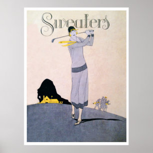 Vintage 1920's Woman Golfer Print