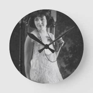 Vintage 1920s Women's Flapper Fashion Round Clock
