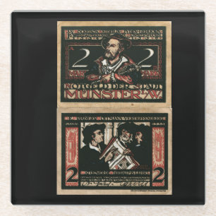 Vintage 1921 2 Mark Notgeld Banknote Glass Coaste Coaster