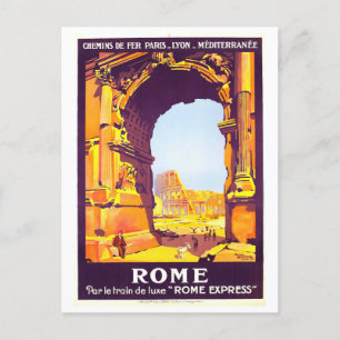 Vintage 1921 Rome, Italy, Travel Poster Postcard