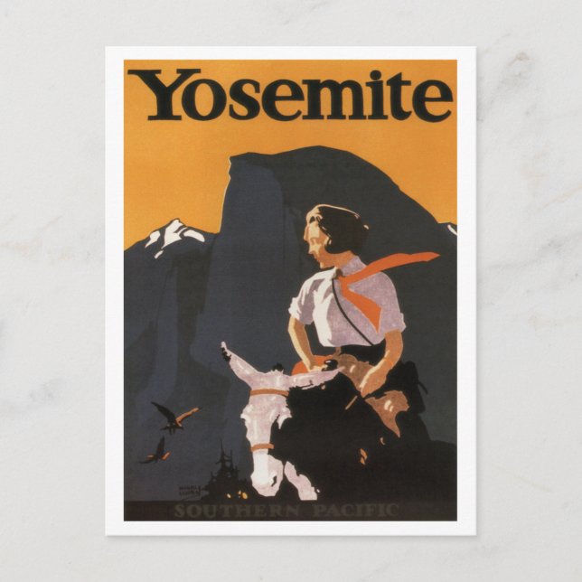 Vintage 1923 Yosemite Southern Pacific Poster Postcard (Front)
