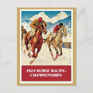 Vintage 1924 Horse Racing ad Postcard