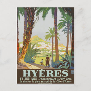 Vintage 1925 French Riviera - Hyeres Postcard