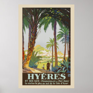 Vintage 1925 French Riviera - Hyeres travel poster