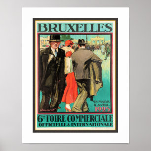 VINTAGE 1925 TRAVEL POSTER FOR BRUXELLES