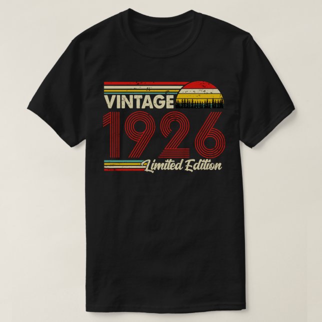 Vintage 1926 Birthday Shirt Limited Edition 1926 B (Design Front)