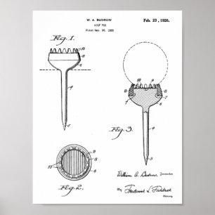 Vintage 1926 Golf Ball Tee Design Patent Art Print