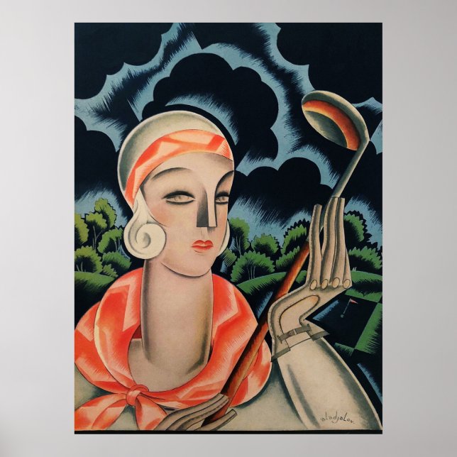 Vintage 1928 Art Deco Golf Print (Front)