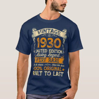 Vintage 1930 91st Birthday Gift Ideas For Men T-Shirt