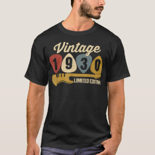 Vintage 1930 Birthday Retro Guitar 92nd Birthday P T-Shirt
