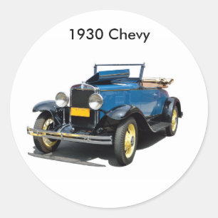 Vintage 1930 Chevy Convertible Automobile Classic Round Sticker