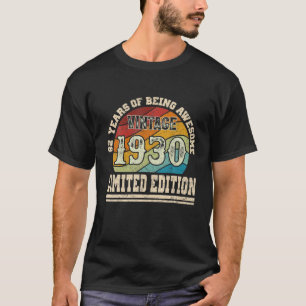Vintage 1930 Limited Edition 92 Years Old 92Nd Bir T-Shirt