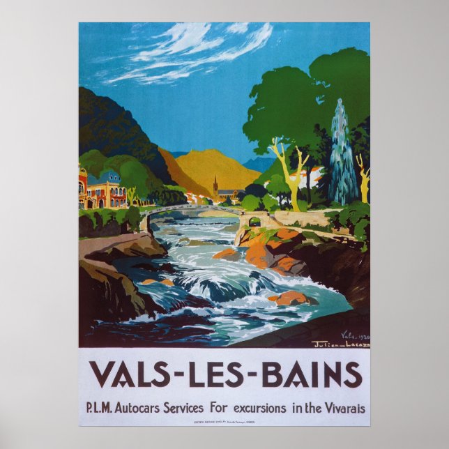 Vintage 1930 Vals-les-Bains French Travel Poster (Front)