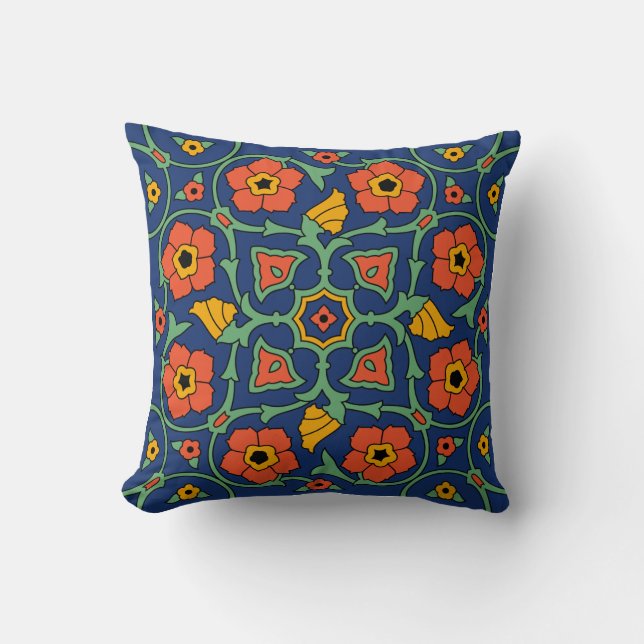Vintage 1930s Catalina Island Tile Design Pillow (Front)