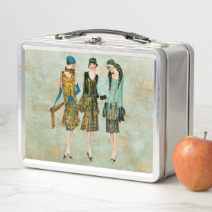 Vintage 1930's Fashion Illustration Metal Lunch Box