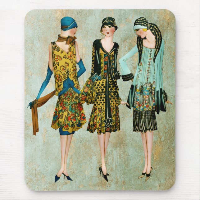 Vintage 1930's Fashion Illustration Mouse Mat (Front)