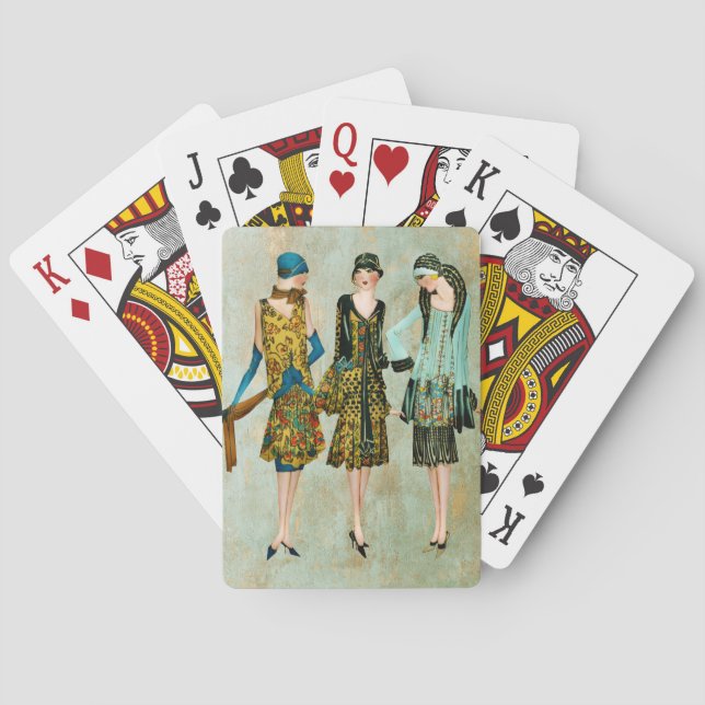 Vintage 1930's Fashion Illustration Playing Cards (Back)