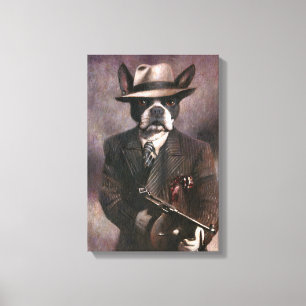 Vintage 1930's Gangster Boston Terrier Canvas Print