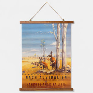 Vintage (1930s) German HAPAG Cruise Line Travel Hanging Tapestry