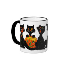 Vintage 1930s Halloween Black Cats Mug