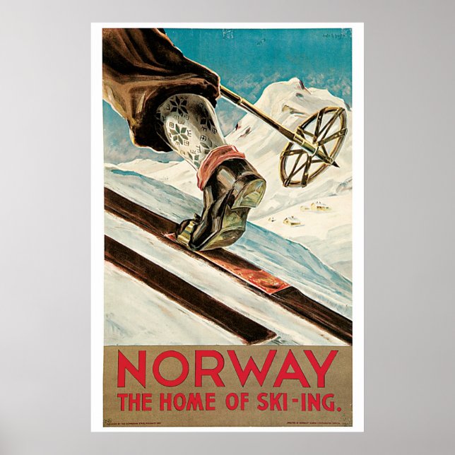 Vintage 1930s Norway ski travel ad Poster (Front)