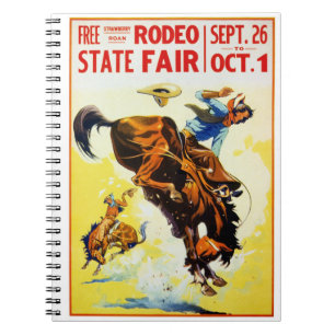 Vintage 1930s Rodeo Poster Restored Notebook
