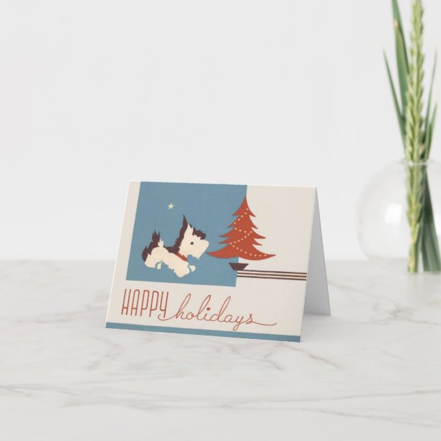 Vintage 1930's Scottie Dog Christmas Card (Front)