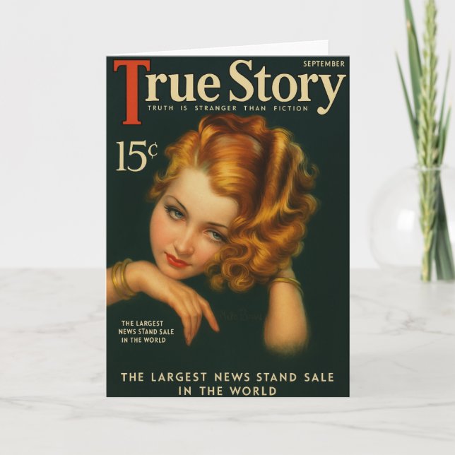 Vintage 1930s True Story Magazine Greeting Card (Front)