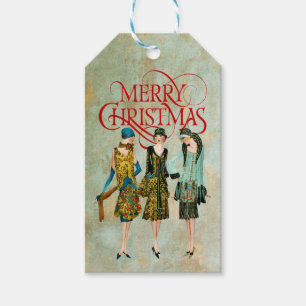 Vintage 1930's Women Christmas Greeting Gift Tags