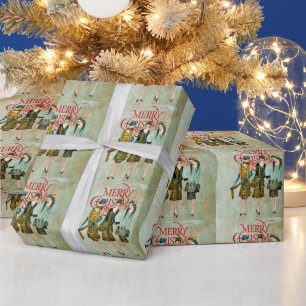 Vintage 1930's Women Christmas Greeting Wrapping Paper