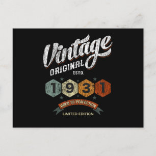 Vintage 1931 Aged to Perfection Birthday Gift Postcard