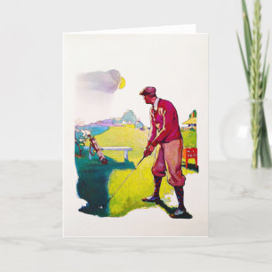 Vintage 1931 Golfer Watercolour Greeting Card