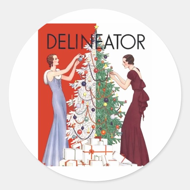 Vintage 1932 Christmas Classic Round Sticker (Front)