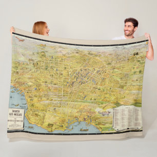Vintage 1932 Greater Los Angeles Restored Map Fleece Blanket
